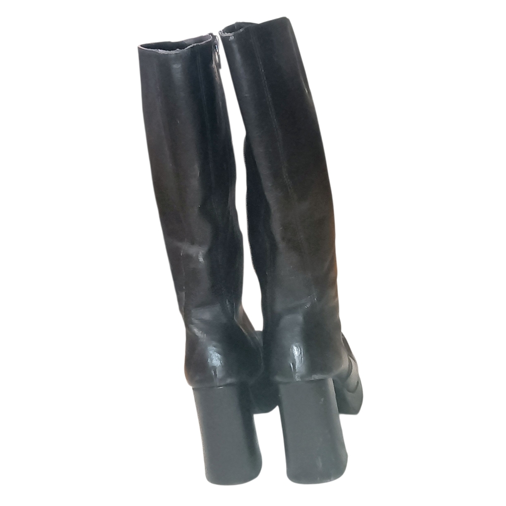 Steve Madden Chunky Platform Shush Black Heeled Boots Sz 10B - Picture 2 of 16